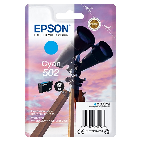 Epson 502 cartouche d'encre cyan (d'origine) C13T02V24010 C13T02V24020 024102 - 1