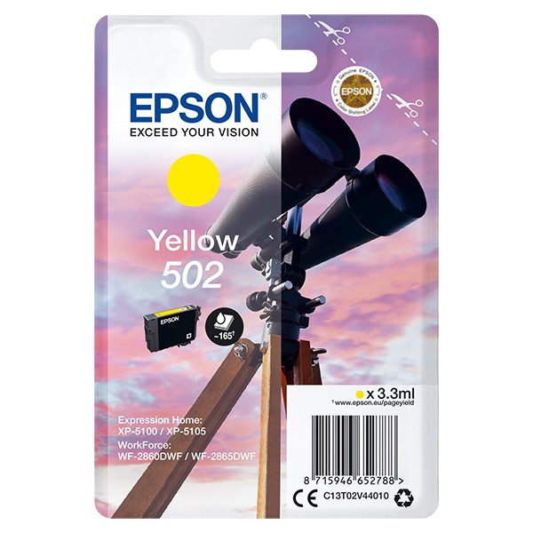Epson 502 cartouche d'encre jaune (d'origine) C13T02V44010 C13T02V44020 024106 - 1