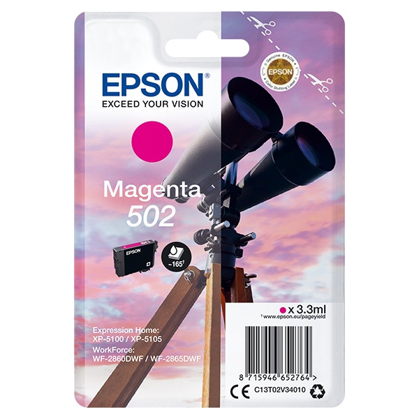 Epson 502 cartouche d'encre magenta (d'origine) C13T02V34010 C13T02V34020 024104 - 1