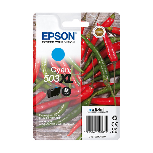 Epson 503XL cartouche d'encre haute capacité (d'origine) - cyan C13T09R24010 652052 - 1