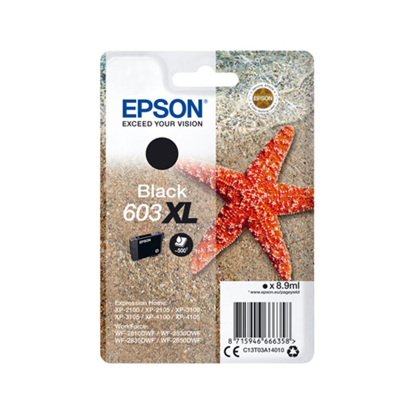 Epson 603XL cartouche d'encre haute capacité (d'origine) - noir C13T03A14010 C13T03A14020 020676 - 1