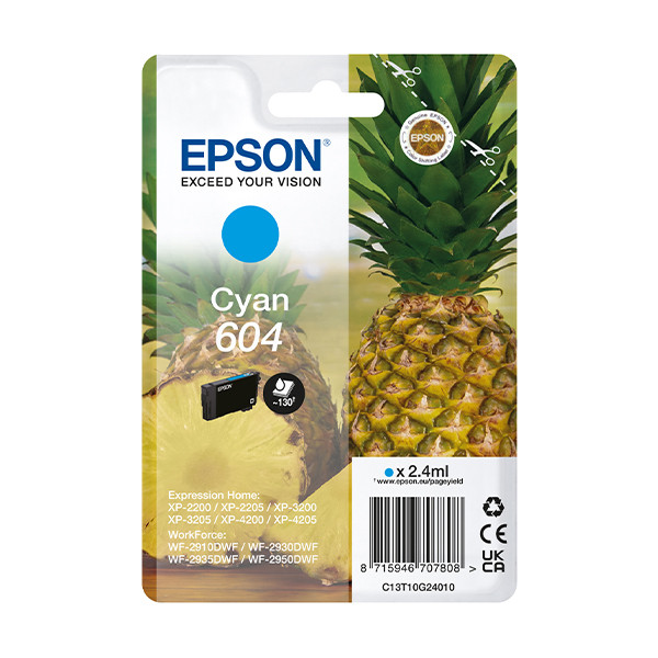 Epson 604 cartouche d'encre (d'origine) - cyan C13T10G24010 652062 - 1