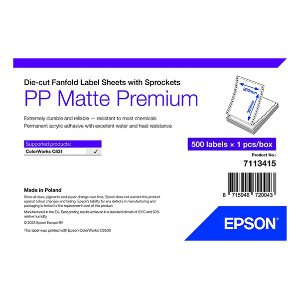 Epson 7113415 PP mat étiquette 203 x 305 mm (d'origine) 7113415 084491 - 1