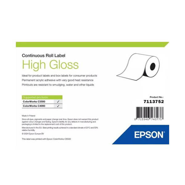 Epson 7113752 rouleau continu d'étiquettes haute brillance 51 mm x 33 m (d'origine) 084262 - 1