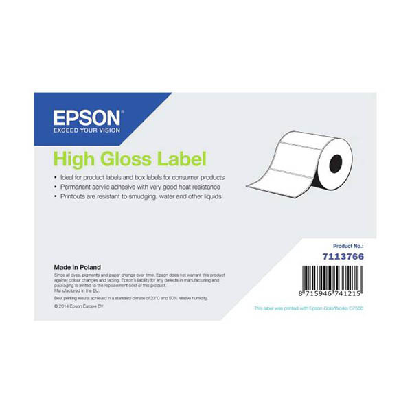 Epson 7113766 rouleau continu d'étiquettes haute brillance 102 mm x 60 m (d'origine) 084290 - 1