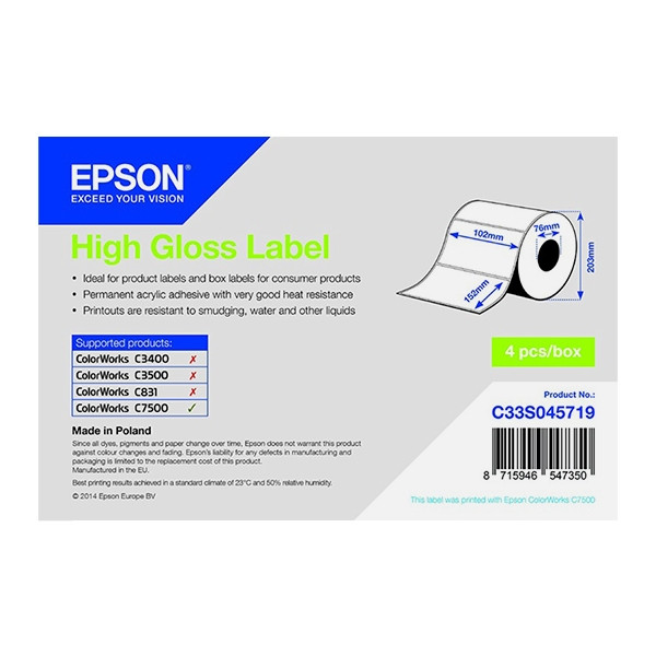 Epson C33S045719 rouleau d'étiquettes - haute brillance 102 x 152 mm (d'origine) C33S045719 083308 - 1