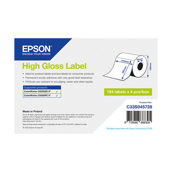 Epson C33S045728 étiquettes - haute brillance 210 x 297 mm (d'origine) C33S045728 083618 - 1