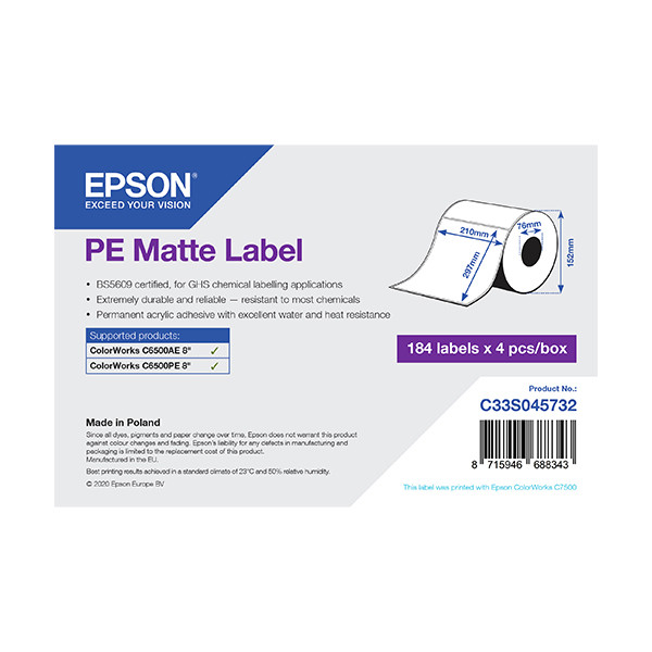 Epson C33S045732 PE rouleau d'étiquettes - mat 210 x 297 mm (d'origine) C33S045732 083626 - 1