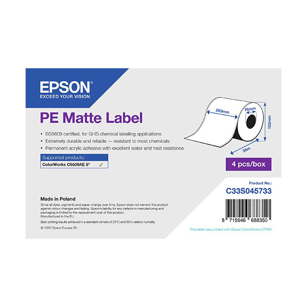 Epson C33S045733 PE étiquette - mat 203mm x 55m (d'origine) C33S045733 083628 - 1