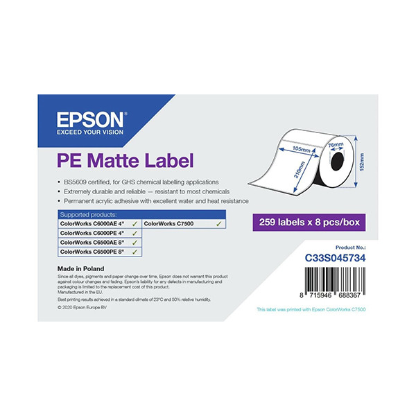 Epson C33S045734 PE rouleau d'étiquettes - mat 105 x 210 mm (d'origine) C33S045734 083630 - 1