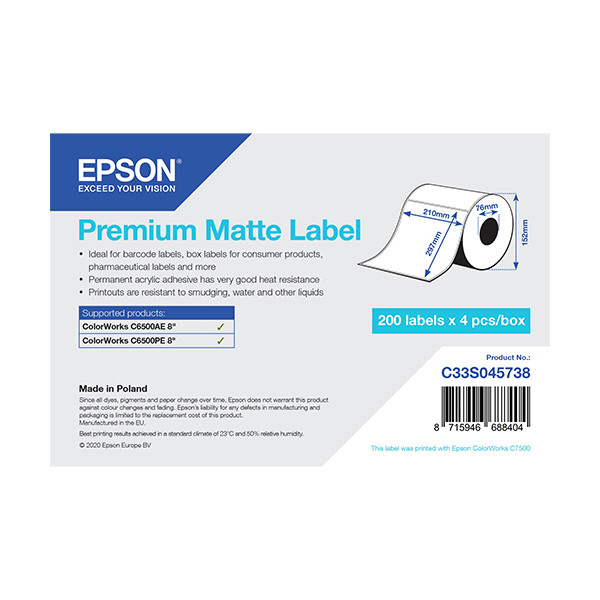 Epson C33S045738 premium rouleau d'étiquettes - mat 210 x 297 mm (d'origine) C33S045738 083638 - 1