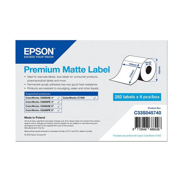 Epson C33S045740 premium rouleau d'étiquettes - mat 105 x 210 mm (d'origine) C33S045740 083642 - 1