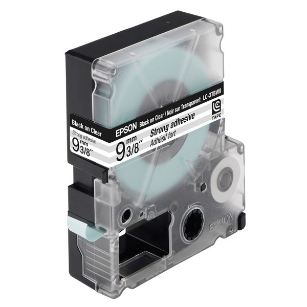 Epson LC-3TBW9 ruban d'étiquettes extra-adhésives 9 mm (d'origine) - noir sur transparent C53S624405 083018 - 1