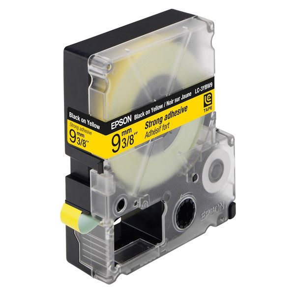 Epson LC-3YBW9 ruban d'étiquettes extra adhésives 9 mm (d'origine) - noir sur jaune C53S624404 083016 - 1