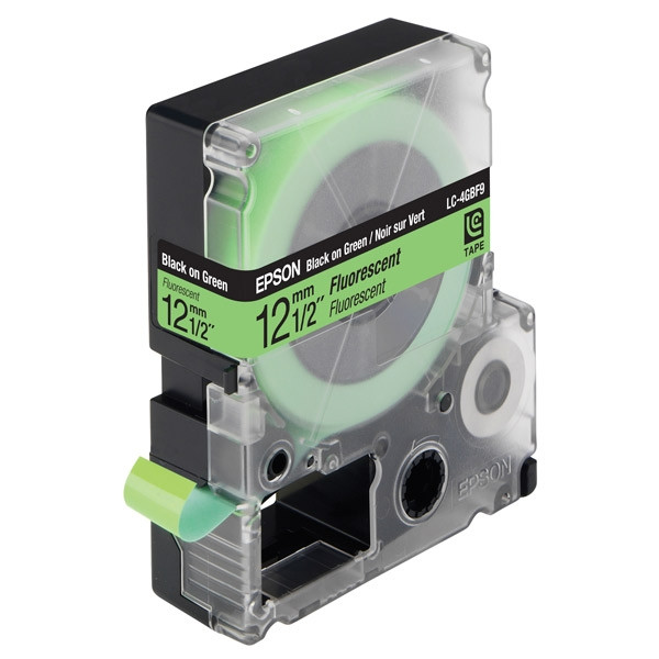 Epson LC-4GBF9 ruban d'étiquettes 12 mm (d'origine) - noir sur vert fluo C53S625413 083046 - 1