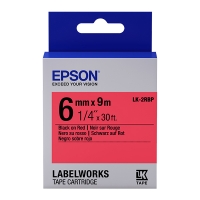 Epson LK-2RBP ruban d'étiquettes 6 mm (d'origine) - noir sur rouge pastel C53S652001 083158