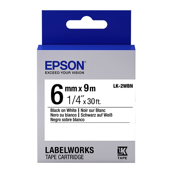 Epson LK-2WBN ruban d'étiquettes 6 mm (d'origine) - noir sur blanc C53S652003 083162 - 1