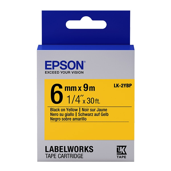Epson LK-2YBP ruban d'étiquettes 6 mm (d'origine) - noir sur jaune pastel C53S652002 083160 - 1