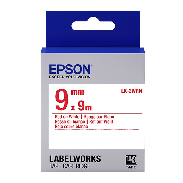 Epson LK-3WRN ruban d'étiquettes standard 9 mm (d'origine) - rouge sur blanc C53S653008 083180 - 1