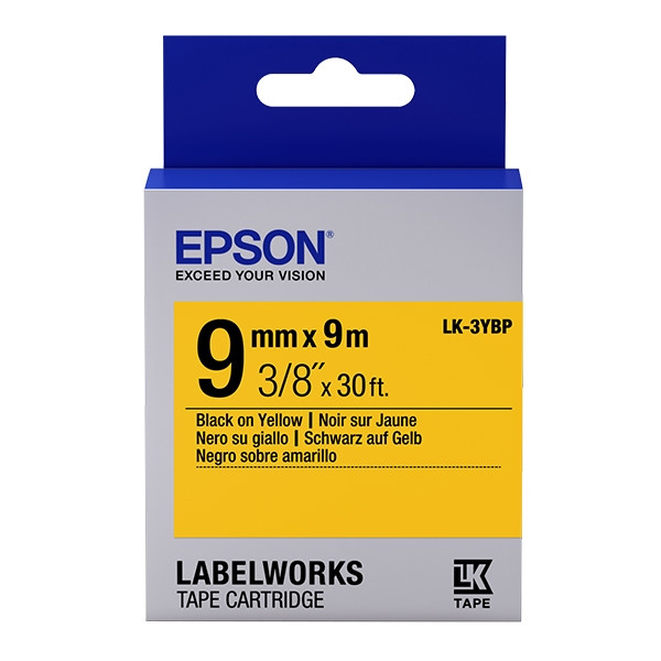 Epson LK-3YBP ruban d'étiquettes 9 mm (d'origine) - noir sur jaune pastel C53S653002 083166 - 1