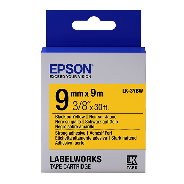 Epson LK-3YBW ruban d'étiquettes extra-adhésives 9 mm (d'origine) - noir sur jaune C53S653005 083174 - 1