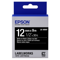 Epson LK-4BWV ruban d'étiquettes vivide 12 mm (d'origine) - blanc sur noir C53S654009 083212