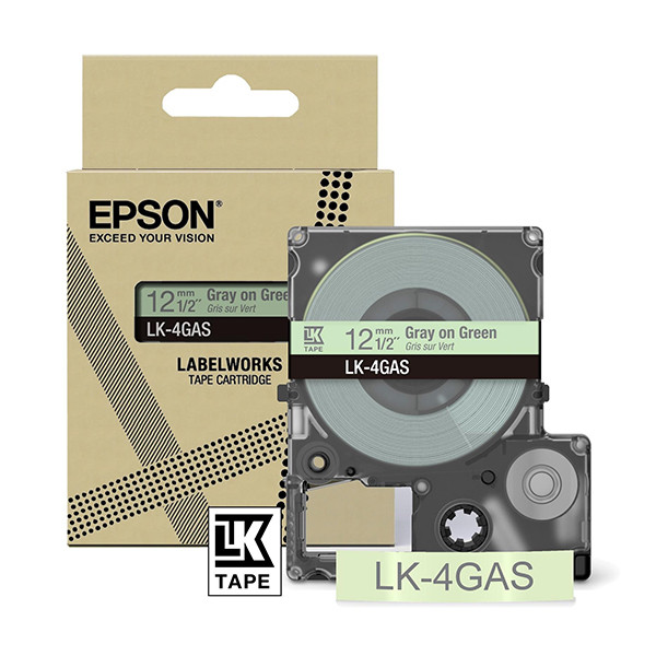 Epson LK-4GAS ruban 12 mm (d'origine) - gris sur vert C53S672105 084466 - 1