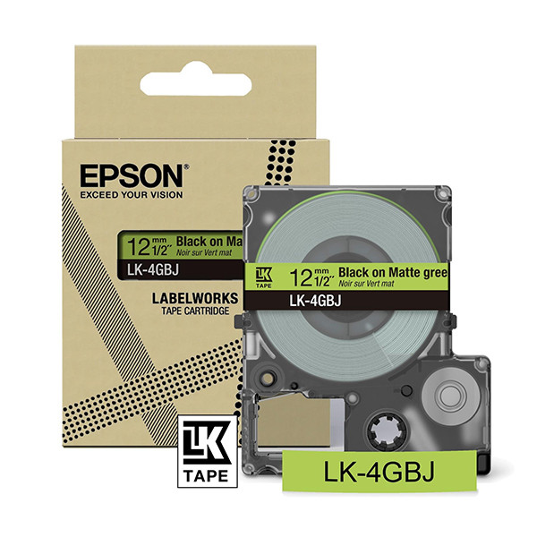 Epson LK-4GBJ ruban mat 12 mm (d'origine) - noir sur vert C53S672077 084410 - 1