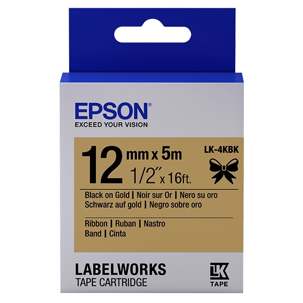 Epson LK-4KBK ruban en satin 12 mm (d'origine) - noir sur or C53S654001 083218 - 1