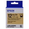 Epson LK-4KBK ruban en satin 12 mm (d'origine) - noir sur or