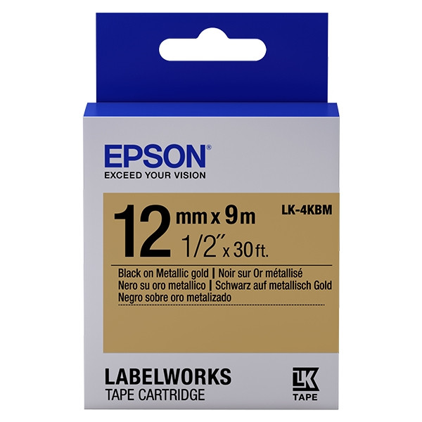 Epson LK-4KBM ruban d'étiquettes 12 mm (d'origine) - noir sur or métallisé C53S654020 083206 - 1