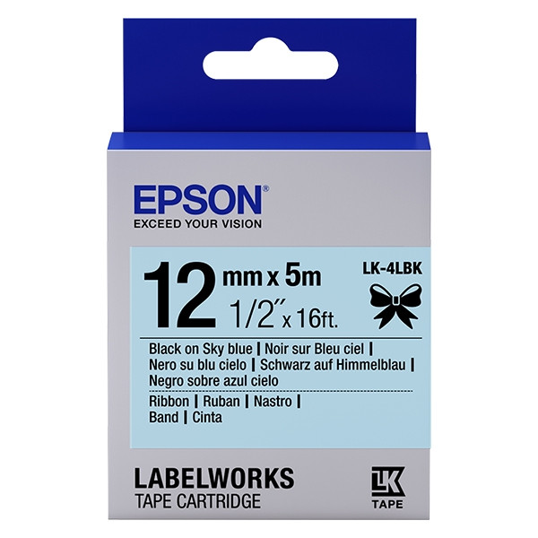 Epson LK-4LBK ruban en satin 12 mm (d'origine) - noir sur bleu clair C53S654032 083222 - 1