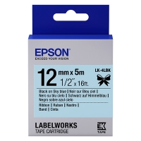 Epson LK-4LBK ruban en satin 12 mm (d'origine) - noir sur bleu clair C53S654032 083222