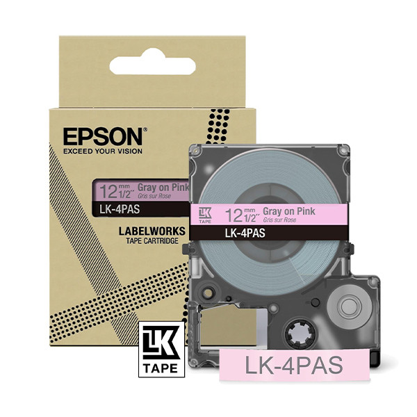 Epson LK-4PAS ruban 12 mm (d'origine) - gris sur rose C53S672103 084462 - 1