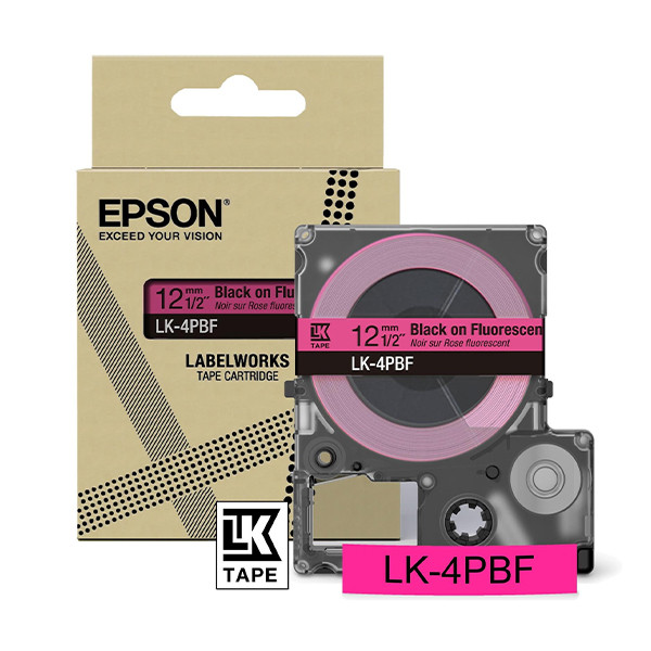 Epson LK-4PBF ruban 12 mm (original) -  noir sur rose fluo C53S672100 084458 - 1