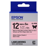 Epson LK-4PBK ruban en satin 12 mm (d'origine) - noir sur rose C53S654031 083224