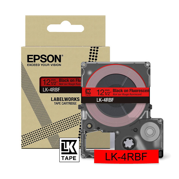 Epson LK-4RBF ruban 12 mm (d'origine) - noir sur rouge fluo C53S672099 084456 - 1