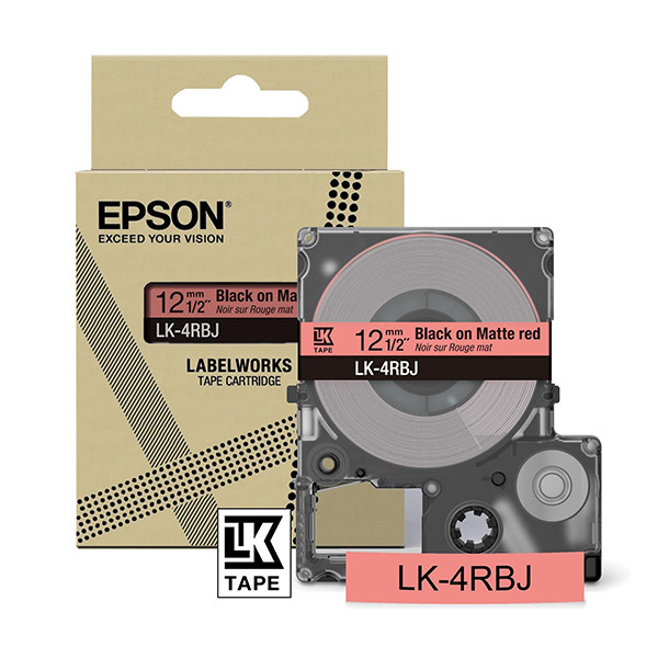 Epson LK-4RBJ ruban mat 12 mm (d'originel) - noir sur rouge C53S672071 084400 - 1