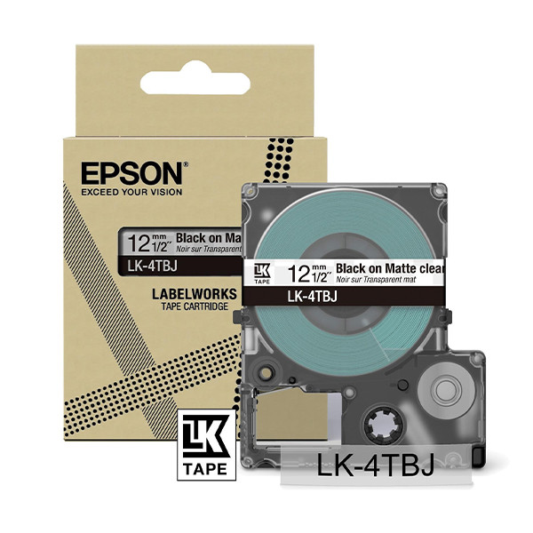 Epson LK-4TBJ ruban mat 12 mm (d'origine) - noir sur transparent C53S672065 084452 - 1