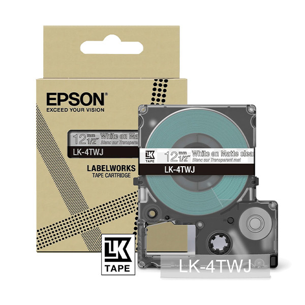 Epson LK-4TWJ ruban mat 12 mm (d'origine) - blanc sur transparent C53S672068 084394 - 1