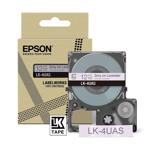 Epson LK-4UAS ruban 12 mm (d'origine) - gris sur lavande C53S672107 084470 - 1