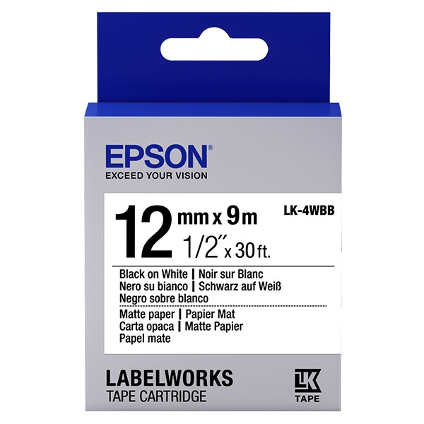 Epson LK-4WBB ruban papier 12 mm (d'origine) - noir sur blanc C53S654023 083208 - 1