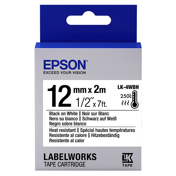 Epson LK-4WBH ruban résistant à la chaleur 12 mm (d'origine) - noir sur blanc C53S654025 083210 - 1