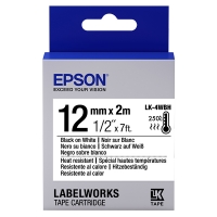 Epson LK-4WBH ruban résistant à la chaleur 12 mm (d'origine) - noir sur blanc C53S654025 083210