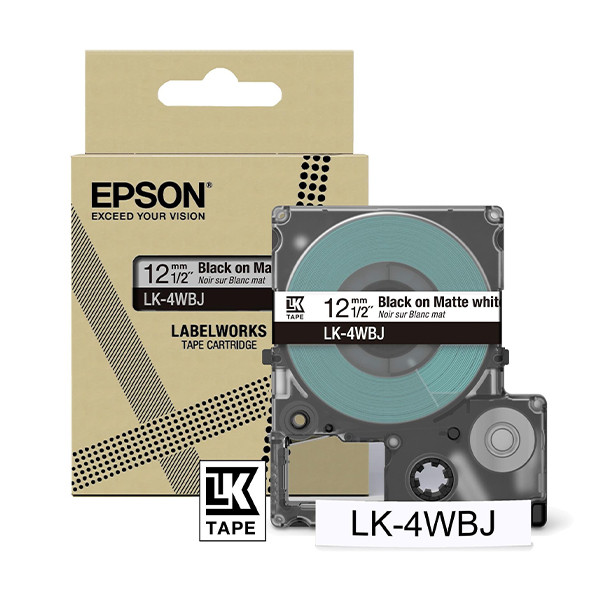 Epson LK-4WBJ ruban mat 12 mm (d'origine) - noir sur blanc C53S672062 084384 - 1