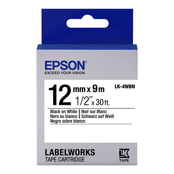 Epson LK-4WBN ruban d'étiquettes standard 12 mm (d'origine) - noir sur blanc C53S654021 083198 - 1