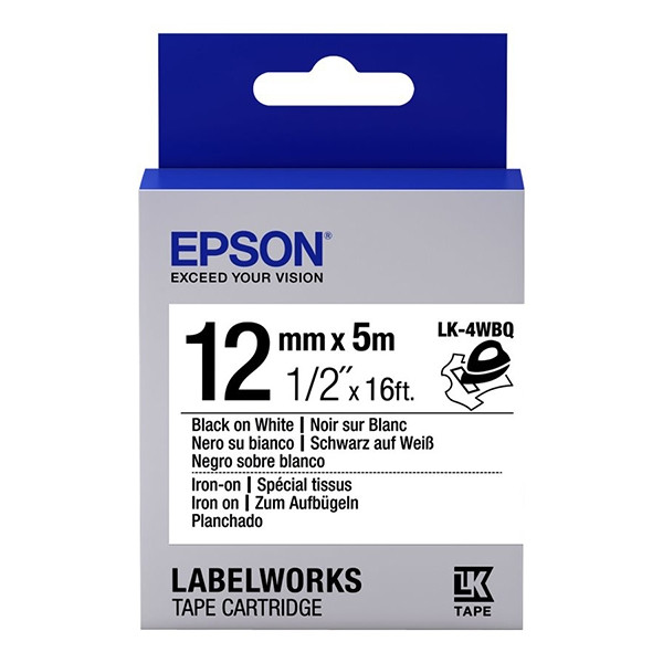 Epson LK-4WBQ ruban thermocollant 12 mm (d'origine) - noir sur blanc C53S654024 083216 - 1