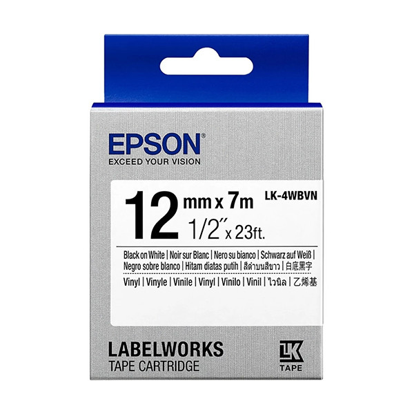 Epson LK-4WBVN ruban d'étiquettes 12 mm (d'origine) - noir sur blanc C53S654041 084346 - 1