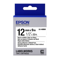 Epson LK-4WBW ruban d'étiquettes extra adhésives 12 mm (d'origine) - noir sur blanc C53S654016 083192