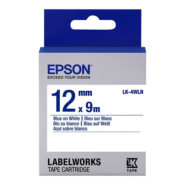 Epson LK-4WLN ruban standard 12 mm (d'origine) - bleu sur blanc C53S654022 083200 - 1